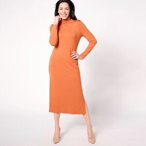 Women with Control Terracotta Long Sleeve Dress
